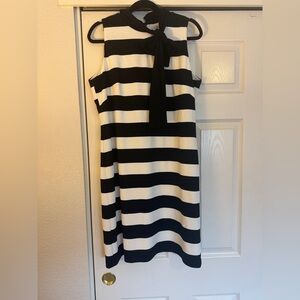 Sara Campbell Women’s Black and White Striped Midi Dress Size L